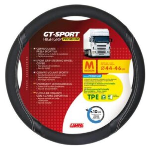 Lampa Κάλυμμα Τιμονιού Φορτηγού GT-SPORT Μαύρο με Ασημί Ραφή - 44/46 cm Medium