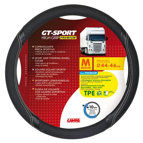 Lampa Κάλυμμα Τιμονιού Φορτηγού GT-SPORT Μαύρο με Ασημί Ραφή – 44/46 cm Medium