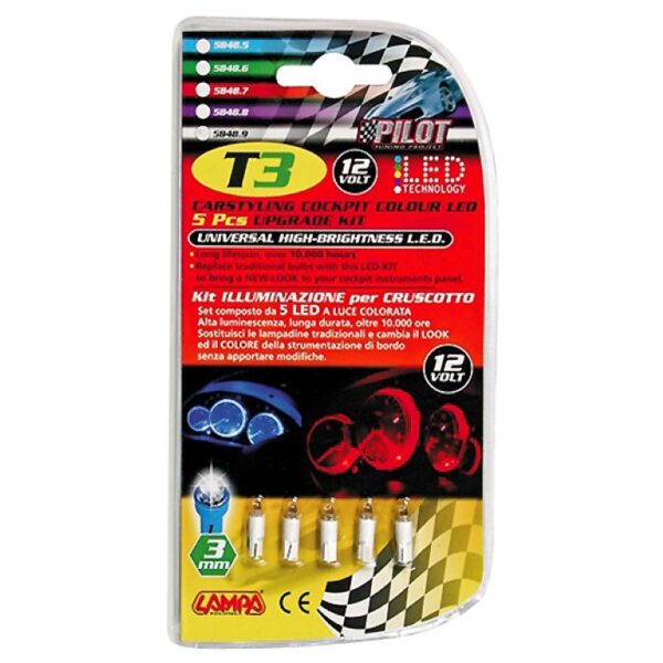 Lampa T3 12V W2Χ4,6d 1 LED COCKPIT ΛΕΥΚΟ (ΚΑΡΦΩΤΟ ΑΚΑΛΥΚΟ ΓΙΑ ΟΡΓΑΝΑ ΤΑΜΠΛΟ) BLISTER - 5 ΤΕΜ. - Image 4