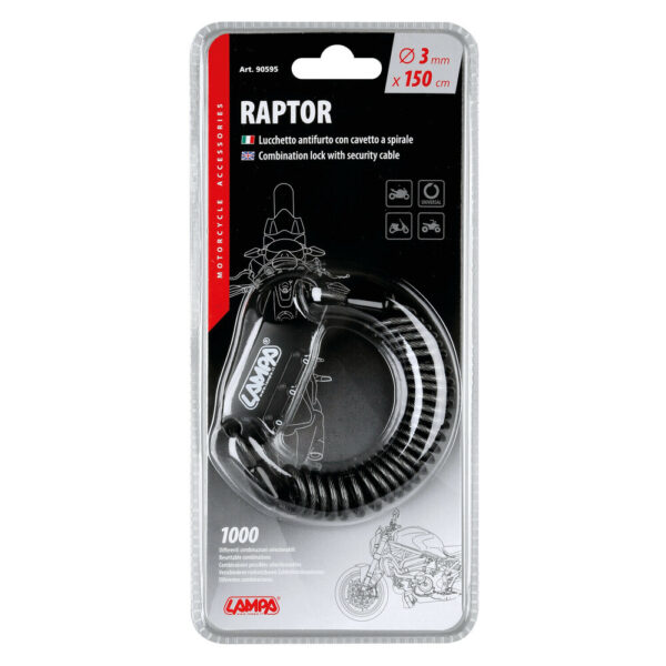 Lampa ΑΝΤΙΚΛΕΠΤΙΚΟ ΚΡΑΝΟΥΣ RAPTOR ΜΕ ΣΠΙΡΑΛ ΚΑΙ ΣΥΝΔΙΑΣΜΟ 150cm 3mm - Image 3
