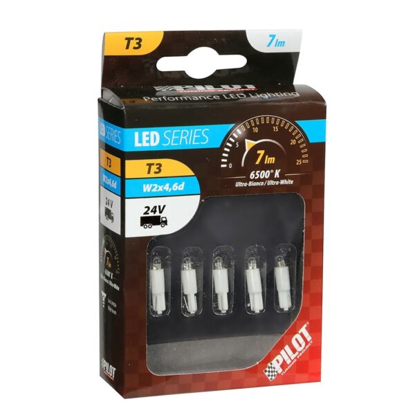 Lampa ΛΑΜΠΑΚΙ LED T3 24V W2x4.6d (Λευκό) - Image 3