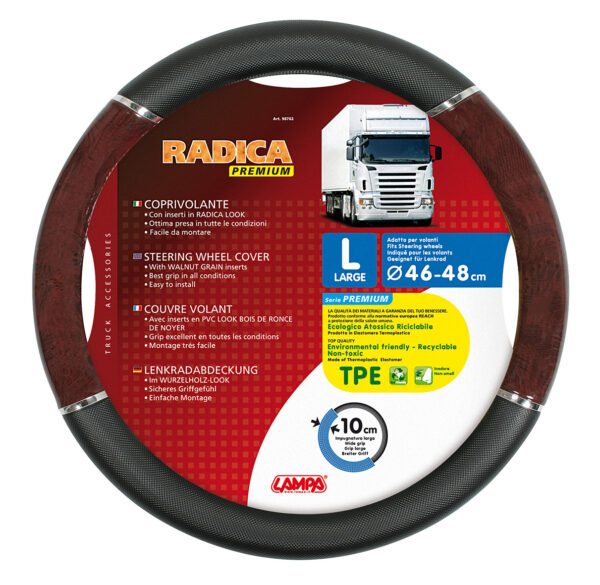 Lampa ΚΑΛΥΜΜΑ ΤΙΜΟΝΙΟΥ ΦΟΡΤΗΓΟΥ RADICA (L) 46-48 cm (ΜΑΥΡΟ/ΞΥΛΟ/ΟΙΚΟΛΟΓΙΚΟ/ΑΟΣΜΟ)