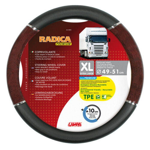 Lampa ΚΑΛΥΜΜΑ ΤΙΜΟΝΙΟΥ ΦΟΡΤΗΓΟΥ RADICA (XL) 49-51 cm (ΜΑΥΡΟ/ΞΥΛΟ/ΟΙΚΟΛΟΓΙΚΟ/ΑΟΣΜΟ)