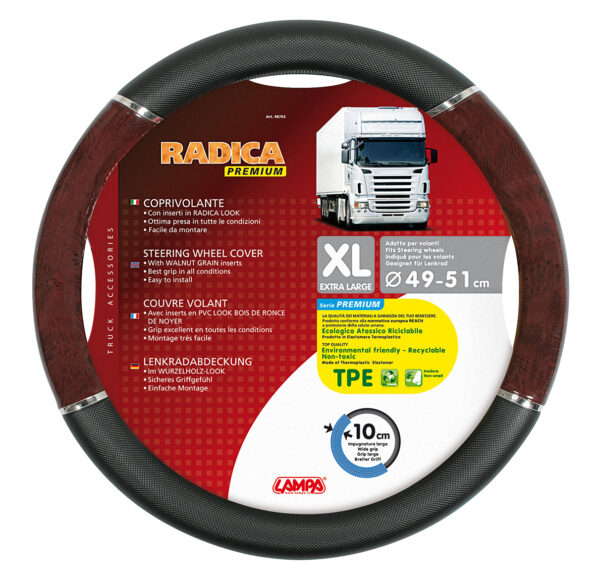 Lampa ΚΑΛΥΜΜΑ ΤΙΜΟΝΙΟΥ ΦΟΡΤΗΓΟΥ RADICA (XL) 49-51 cm (ΜΑΥΡΟ/ΞΥΛΟ/ΟΙΚΟΛΟΓΙΚΟ/ΑΟΣΜΟ)