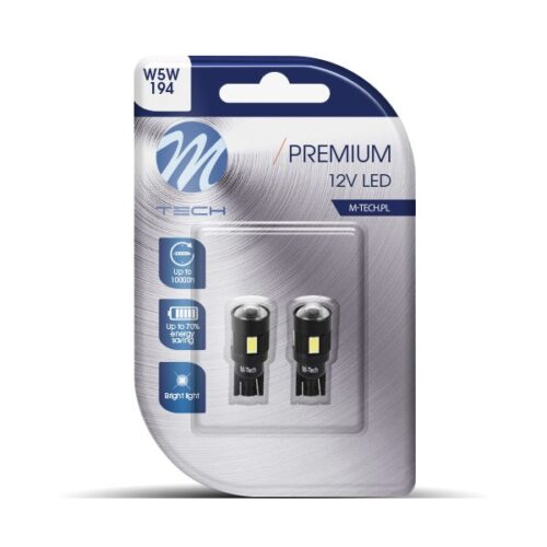 M-Tech T10 W5W 12V W2,1×9,5d LED 6xSMD5730 ΛΕΥΚΟ (ΚΑΡΦΩΤΟ CAN-BUS) BLISTER 2ΤΕΜ. M-TECH