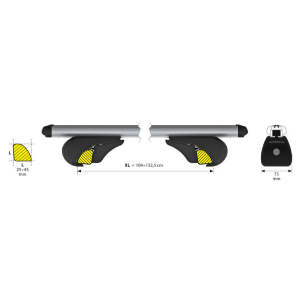 Nordrive ΜΠΑΡΕΣ ΟΡΟΦΗΣ ΓΙΑ S/W RAIL-TOP ΑΛΟΥΜΙΝΙΟΥ 140cm ΜΕ ΚΛΕΙΔΙ 2τεμ. - Image 3