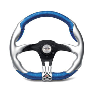 Simoni Racing ΤΙΜΟΝΙ Χ4 ALUMINIUM Δέρμα Γαλάζιο Ασημί 350mm