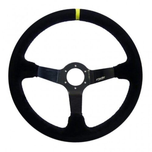 Simoni Racing ΤΙΜΟΝΙ CARRERA ΤΡΙΑΚΤΙΝΟ 350 mm/ΠΑΧΟΣ 104 mm/BΑΘΟΣ 90 mm (ΜΑΥΡΟ ΣΟΥΕΝΤ ΜΕ ΚΙΤΡΙΝΗ ΡΙΓΑ)