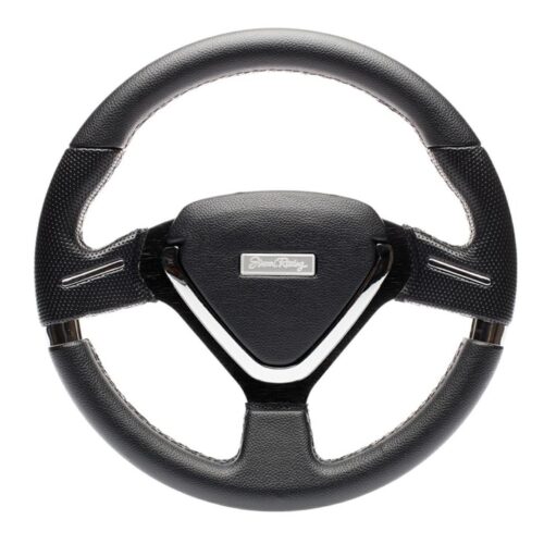 Simoni Racing ΤΙΜΟΝΙ MONTECARLO ΤΡΙΑΚΤΙΝΟ 32 cm (ΜΑΥΡΟ/ΧΡΩΜΙΟ ECO LEATHER)