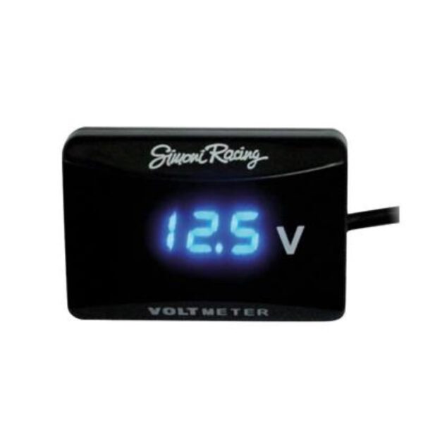 Simoni Racing ΒΟΛΤΟΜΕΤΡΟ ΜΠΑΤΑΡΙΑΣ ΨΗΦΙΑΚΟ 12/24V 50X35 mm ΜΕ ΦΙΣ ΑΝΑΠΤΗΡΑ (ΜΑΥΡΟ ΜΕ ΜΠΛΕ LED)