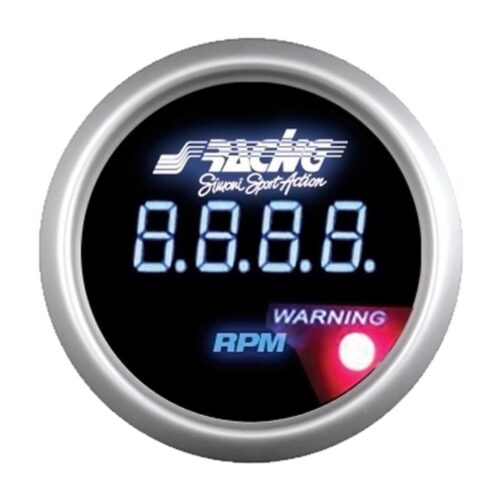 Simoni Racing ΣΤΡΟΦΟΜΕΤΡΟ ΨΗΦΙΑΚΟ 58mm ΓΙΑ ΜΗΧΑΝΕΣ ΜΕ 4/6/8 ΚΥΛΙΝΔΡΟΥΣ (ΜΑΥΡΟ ΚΑΝΤΡΑΝ ΜΕ ΜΠΛΕ ΦΩΤΙΣΜΟ/WARNING LED)