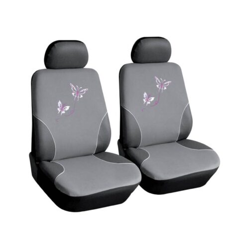 OtoTop ΚΑΛΥΜΜΑΤΑ ΚΑΘΙΣΜΑΤΩΝ BUTTERFLY ΓΚΡΙ ΜΕ ΡΟΖ ΠΕΤΑΛΟΥΔΕΣ 2ΤΕΜ.