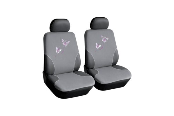 OtoTop ΚΑΛΥΜΜΑΤΑ ΚΑΘΙΣΜΑΤΩΝ BUTTERFLY ΓΚΡΙ ΜΕ ΡΟΖ ΠΕΤΑΛΟΥΔΕΣ 2ΤΕΜ.