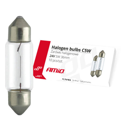 Amio ΛΑΜΠΑΚΙΑ ΠΛΑΦΟΝΙΕΡΑΣ C5W 24V 5W 36mm ΑΛΟΓΟΝΟΥ ΚΟΥΤΙ  AMIO – 10 ΤΕΜ.