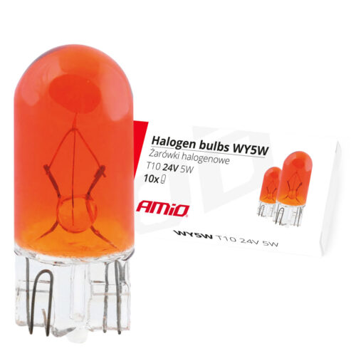 Amio T10 WY5W 24V 5W W2,1×9,5d ΠΟΡΤΟΚΑΛΙ (ΚΑΡΦΩΤΟ ΑΚΑΛΥΚΟ) ΑΛΟΓΟΝΟΥ ΚΟΥΤΙ 10ΤΕΜ.