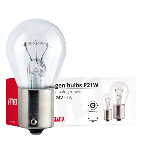 Amio P21W 24V 21W BA15s ΜΟΝΟΠΟΛΙΚΟ ΑΛΟΓΟΝΟΥ ΚΟΥΤΙ 10ΤΕΜ.