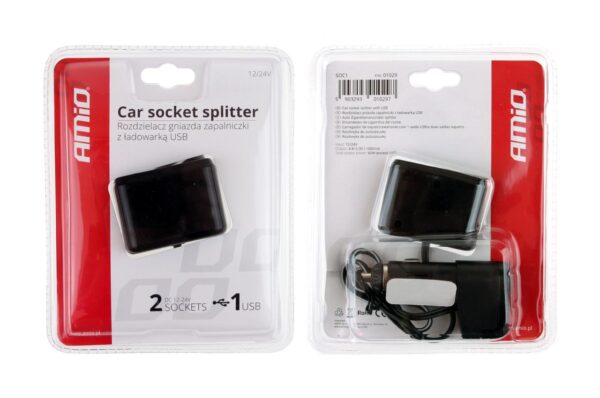 Amio ΑΝΤΑΠΤΟΡΑΣ ΑΝΑΠΤΗΡΑ ΔΙΠΛΟΣ 12/24V ΜΕ USB KAI ΚΑΛΩΔΙΟ AMIO - 1 ΤΕΜ. - Image 2
