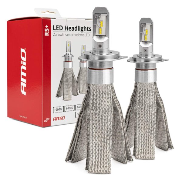 Amio H4 RS+ SERIES 12-36V 50W 6000K 3500lm +200% LED CAN-BUS (ΨΥΚΤΡΑ ΛΕΠΙΔΕΣ ΦΤΕΡΟΥ)​ AMIO - 2 ΤΕΜ.