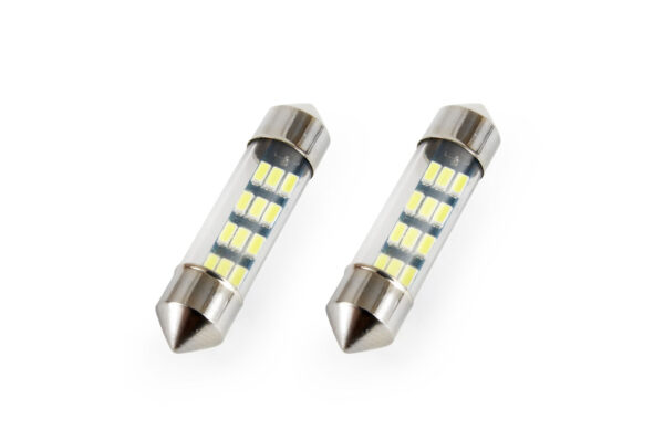Amio ΛΑΜΠΑΚΙΑ ΠΛΑΦΟΝΙΕΡΑΣ STANDARD FESTOON C5W 36mm - 12V - 0,5W - 5600K - 12LED (ΛΕΥΚΟ/ΨΥΧΡΟ) AMiO - 2 ΤΕΜ.