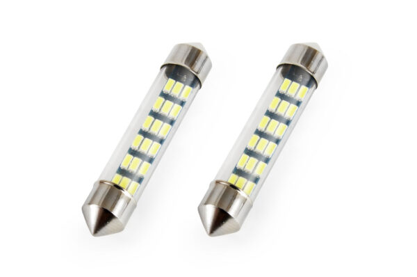 Amio ΛΑΜΠΑΚΙΑ ΠΛΑΦΟΝΙΕΡΑΣ STANDARD FESTOON C5W 41mm - 12V - 0,7W - 5600K - 18LED (ΛΕΥΚΟ/ΨΥΧΡΟ) AMiO - 2 ΤΕΜ.