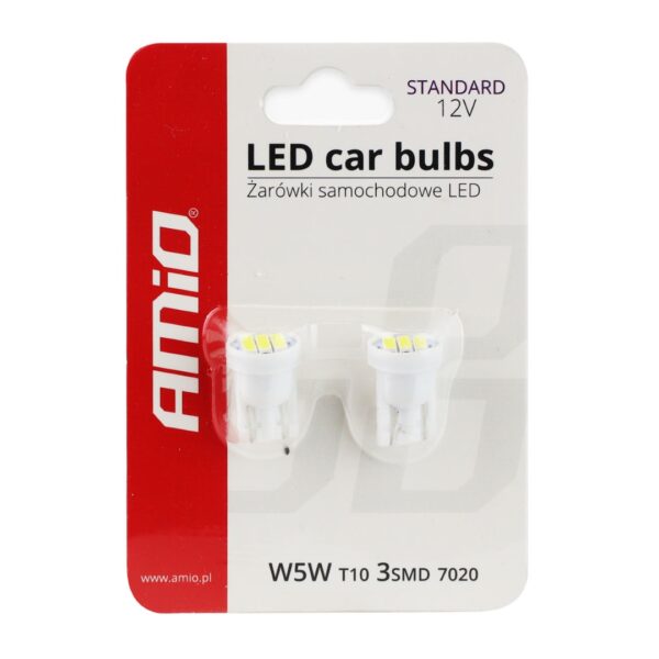 Amio T10 W5W 12V W2,1x9,5d ΛΕΥΚΟ 5.600K 3SMDx7020 (ΚΑΡΦΩΤΟ) 2ΤΕΜ. - Image 3