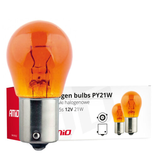 Amio PY21W 12V 21W BAU15s ΜΟΝΟΠΟΛΙΚΟ ΠΟΡΤΟΚΑΛΙ ΠΑΡΑΚΕΝΤΡΟ (ΦΛΑΣ) ΚΟΥΤΙ​ AMIO – 10 ΤΕΜ.