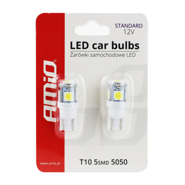 Amio T10 W5W 12V W2,1x9,5d ΛΕΥΚΟ 5.600K 5SMDx5050 (ΚΑΡΦΩΤΟ) 2ΤΕΜ. - Image 3