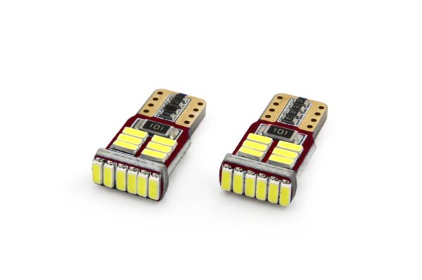 Amio T10 W5W 12V 2,2W LED CAN-BUS 18xSMD4014 ΛΕΥΚΟ 5600K 12x23mm 2ΤΕΜ.