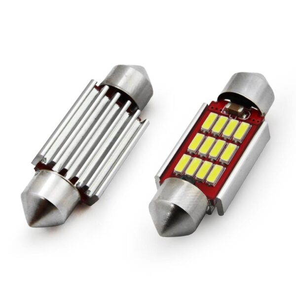 Amio ΛΑΜΠΑΚΙΑ ΠΛΑΦΟΝΙΕΡΑΣ 36mm 12/24V 2,9W 5600K 12LED CANBUS FESTOON (ΛΕΥΚΟ) AMiO - 2 ΤΕΜ.