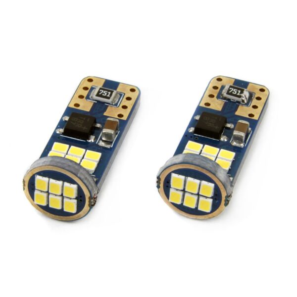 Amio T10 W5W 12/24V 2,2W LED 18xSMD2016  CAN-BUS ULTRA BRIGHT ΛΕΥΚΟ 5600K 10x25mm 2ΤΕΜ.