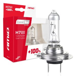 Amio H7 12V 55W PX26d LUMITEC SILVER ΑΛΟΓΟΝΟΥ +100% UP TO 25m AMIO - 2 ΤΕΜ.