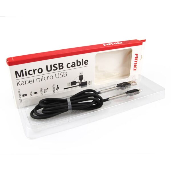 Amio ΚΑΛΩΔΙΟ ΤΑΧΕΙΑΣ ΦΟΡΤΙΣΗΣ USB ΓΙΑ MICRO USB 2,4A 100cm AMiO - 1 ΤΕΜ. - Image 2