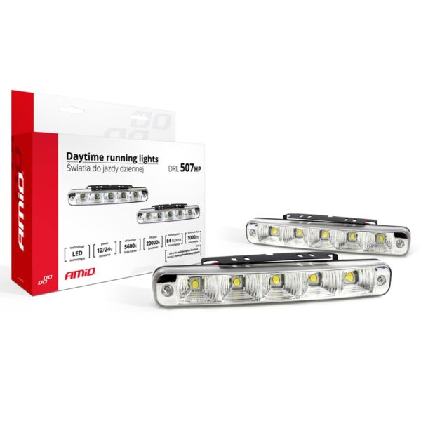 Amio ΦΩΤΑ ΗΜΕΡΑΣ DRL 12/24V 11,52W 10 LED 1000Lm 190x29x40mm 2ΤΕΜ