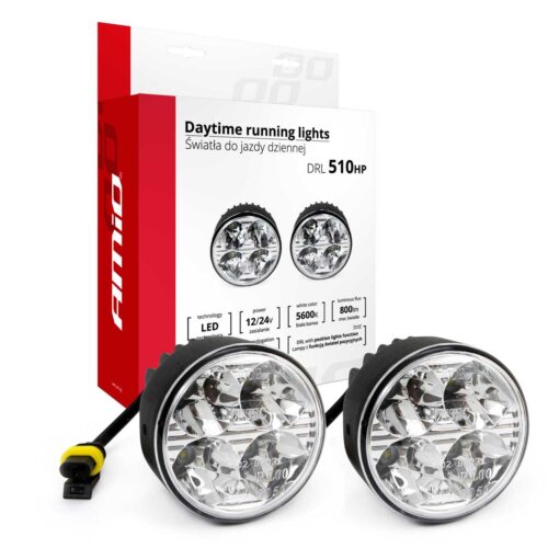 Amio ΦΩΤΑ ΗΜΕΡΑΣ DRL 12/24V 11,16W 8xSMD LED 800lm DRL 510HP ΣΤΡΟΓΓΥΛΟΙ 70mm 2ΤΕΜ