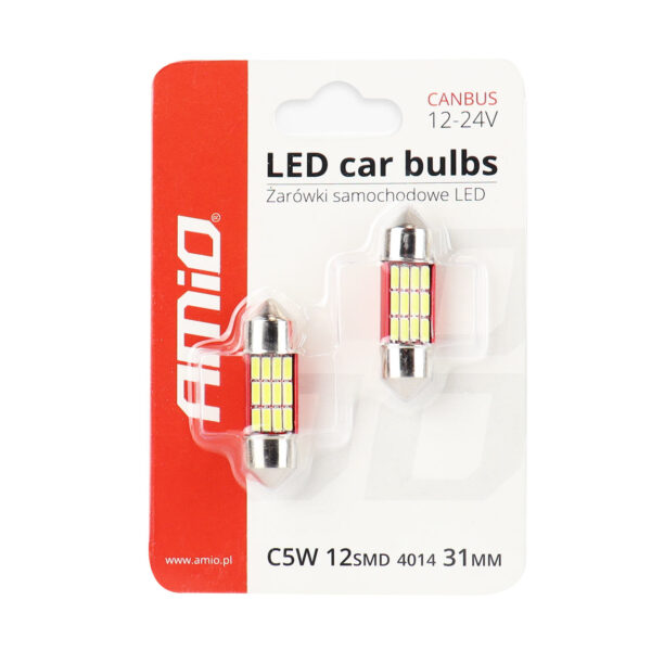 Amio ΛΑΜΠΑΚΙΑ ΠΛΑΦΟΝΙΕΡΑΣ 31mm 12V 5.600K 12xSMD 4014 LED CAN-BUS  AMIO - 2 ΤΕΜ. - Image 3