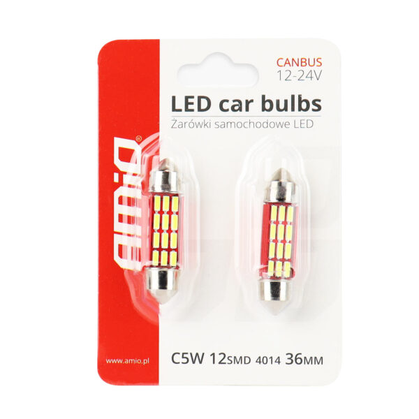 Amio ΛΑΜΠΑΚΙΑ ΠΛΑΦΟΝΙΕΡΑΣ 36mm 12V 5.600K 12xSMD 4014 LED CAN-BUS  AMIO - 2 ΤΕΜ. - Image 3