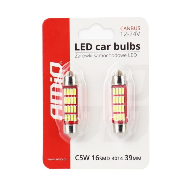 Amio ΛΑΜΠΑΚΙΑ ΠΛΑΦΟΝΙΕΡΑΣ 39mm 12V 5.600K 16xSMD 4014 LED CAN-BUS  AMIO - 2 ΤΕΜ. - Image 3