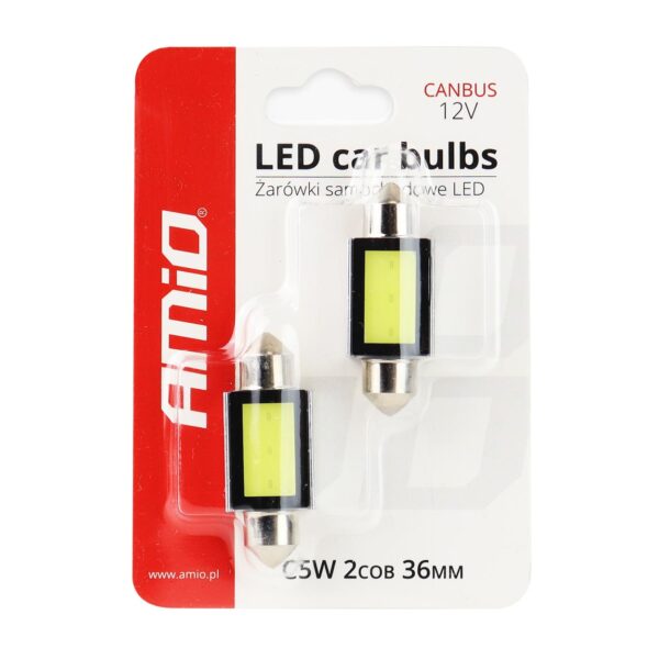 Amio ΛΑΜΠΑΚΙΑ ΠΛΑΦΟΝΙΕΡΑΣ 36mm 12V 5.600K COB LED CAN-BUS AMIO - 2 ΤΕΜ. - Image 2