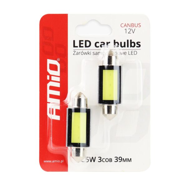 Amio ΛΑΜΠΑΚΙΑ ΠΛΑΦΟΝΙΕΡΑΣ 39mm 12V 5.600K COB LED CAN-BUS AMIO - 2 ΤΕΜ. - Image 3