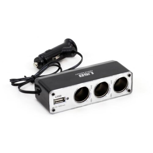 Amio ΑΝΤΑΠΤΟΡΑΣ ΑΝΑΠΤΗΡΑ ΤΡΙΠΛΟΣ+ 1 USB 500mA ΜΕ ΚΑΛΩΔΙΟ 30cm 12/24V 2A MAX AMiO – 1 ΤΕΜ.