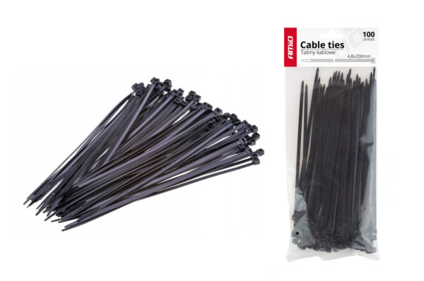 Amio ΔΕΜΑΤΙΚΑ/ΔΕΤΙΚΑ ΚΑΛΩΔΙΩΝ TIE WRAP 4,8 X 350mm (ΜΑΥΡΟ) - 100 ΤΕΜ. 