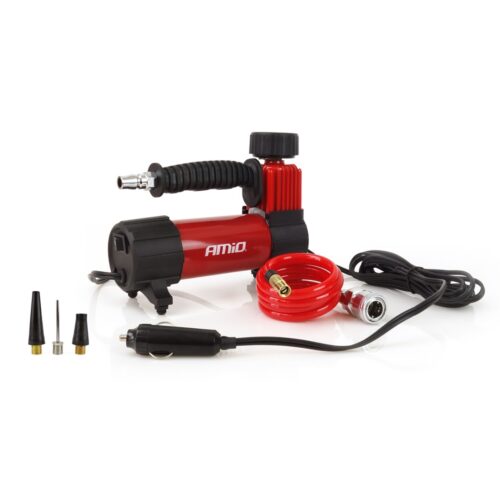 Amio ΚΟΜΠΡΕΣΕΡ ΑΕΡΑ ΕΛΑΣΤΙΚΩΝ ΜΕΤΑΛΛΙΚΟ ACOMP-05 12V 100psi 7bar 28l/min ΜΕ ΦΙΣ ΑΝΑΠΤΗΡΑ ΚΑΙΚΑΛΩΔΙΟ 300cm AMiO – 1 ΤΕΜ.