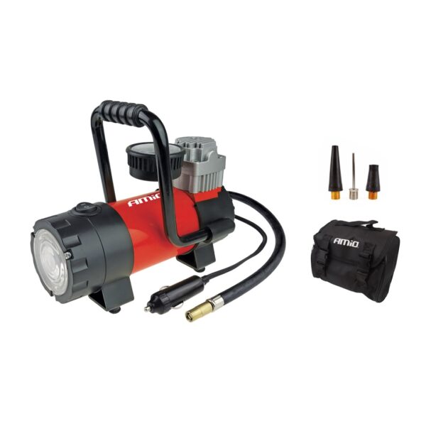 Amio ΚΟΜΠΡΕΣΕΡ ΑΕΡΑ ΕΛΑΣΤΙΚΩΝ ΜΕΤΑΛΛΙΚΟΣ ACOMP-06 12V 100psi 7bar 28l/min ΜΕ ΦΙΣ ΑΝΑΠΤΗΡΑ ΚΑΙ ΚΑΛΩΔΙΟ 300cm ΚΑΙ ΦΑΚΟ LED AMiO - 1 ΤΕΜ. - Image 2