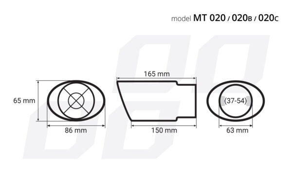 Amio ΑΚΡΟ ΕΞΑΤΜΙΣΗΣ ΜΑΥΡΟ 165x86mm Φ37>54mm - Image 2