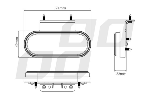 Amio ΦΩΣ ΟΓΚΟΥ ΦΟΡΤΗΓΟΥ LED ΠΟΡΤΟΚΑΛΙ ΟΒΑΛ 10-30V 124x49x22mm ΑΔΙΑΒΡΟΧΟ OM-01-O AMIO 1ΤΕΜ. - Image 4