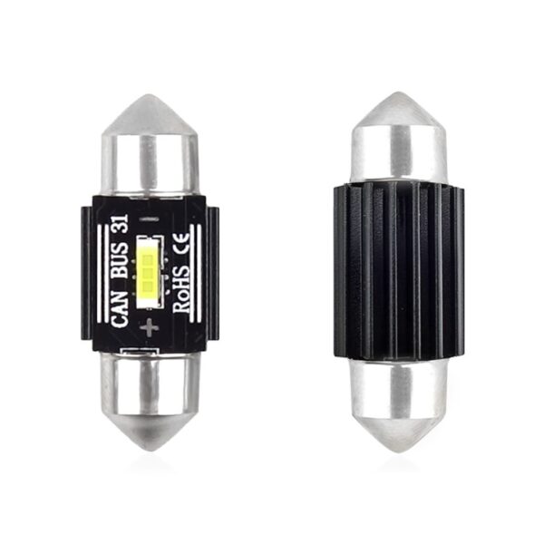 Amio ΛΑΜΠΑΚΙΑ ΠΛΑΦΟΝΙΕΡΑΣ 31mm 12/24V 3,1W 5600K 1LED ULTRA BRIGHT CAN-BUS FESTOON (ΛΕΥΚΟ) AMiO - 2 ΤΕΜ.