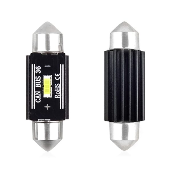 Amio ΛΑΜΠΑΚΙΑ ΠΛΑΦΟΝΙΕΡΑΣ 36mm 12/24V 3,1W 5600K 1LED ULTRA BRIGHT CAN-BUS FESTOON (ΛΕΥΚΟ) AMiO - 2 ΤΕΜ.