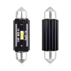 Amio ΛΑΜΠΑΚΙΑ ΠΛΑΦΟΝΙΕΡΑΣ 41mm 12/24V 3,1W 5600K 1LED ULTRA BRIGHT CAN-BUS FESTOON (ΛΕΥΚΟ) AMiO - 2 ΤΕΜ.