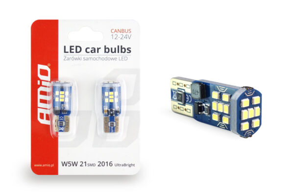 Amio T10 W5W 12/24V LED 21xSMD ULTRABRIGHT 2016 CAN-BUS ΛΕΥΚΟ 2ΤΕΜ. - Image 3