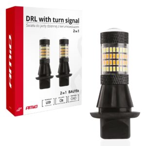 Amio PY21W 12V BAU15s DRL 2 ΣΕ 1 ΛΕΥΚΟ/ΠΟΡΤΟΚΑΛΙ CAN-BUS 2x96 SMD 3014 2ΤΕΜ.